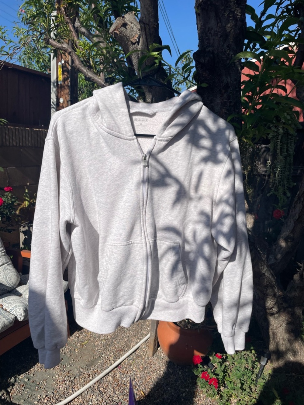 Hollister Light Heather Gray Full-Zip Hoodie